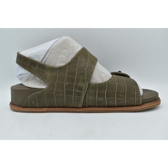 Sofft Womens Size 11 Adalia Olive Buckle Croc Embossed Suede Leather Sandals - Picture 6 of 11